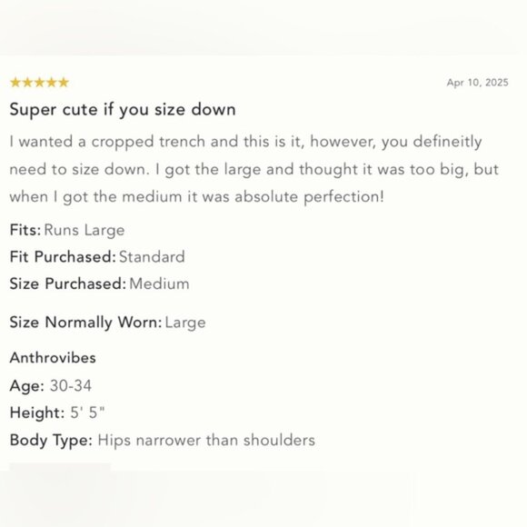 NWT Size M - Anthropologie Crop Trench Coat Neutral Preppy Boho (NWT US$ 158) - Picture 6 of 16